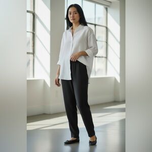 Sympli Black Pull On Tapered Fit Trousers Made in Canada Size 4